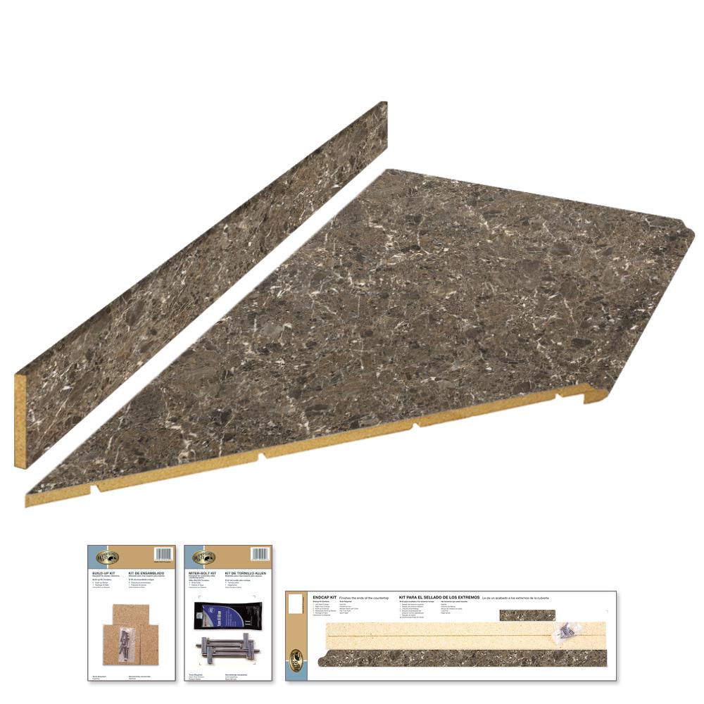 Hampton Bay 8 Ft Laminate Countertop Kit In Winter Carnival Granite Laminate Countertop Kit With Left Miter In Breccia Marble
