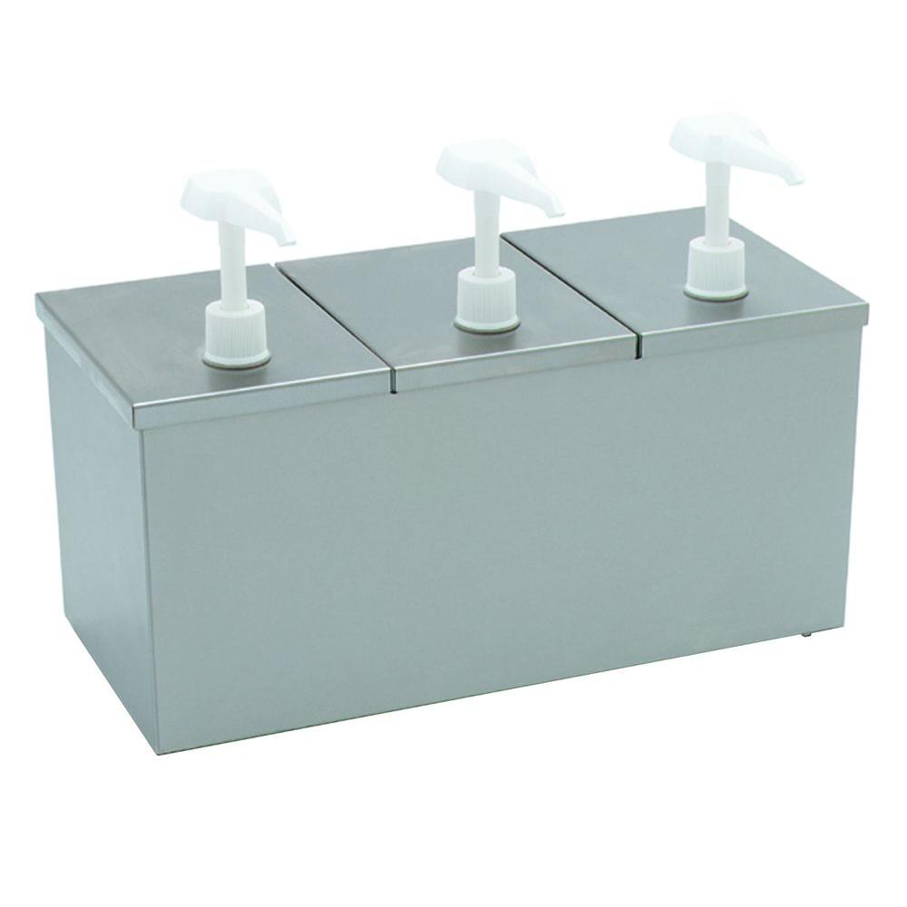Carlisle Insulated Topping Rail with 3 Standard Pumps and 2 Large Ice Packs in Stainless Steel