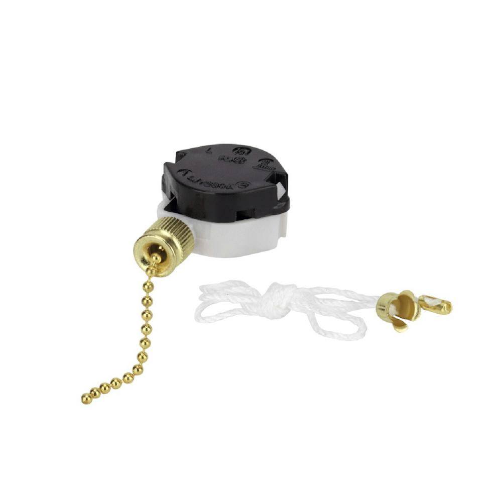 Aspen Creative Corporation Polished Brass 3 Sd Ceiling Fan Light Switch With Pull Chain 1 Pack
