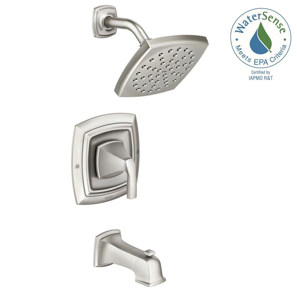 Moen Hensley Single Handle 1 Spray Tub And Shower Faucet In Spot Resist Brushed Nickel Valve Included