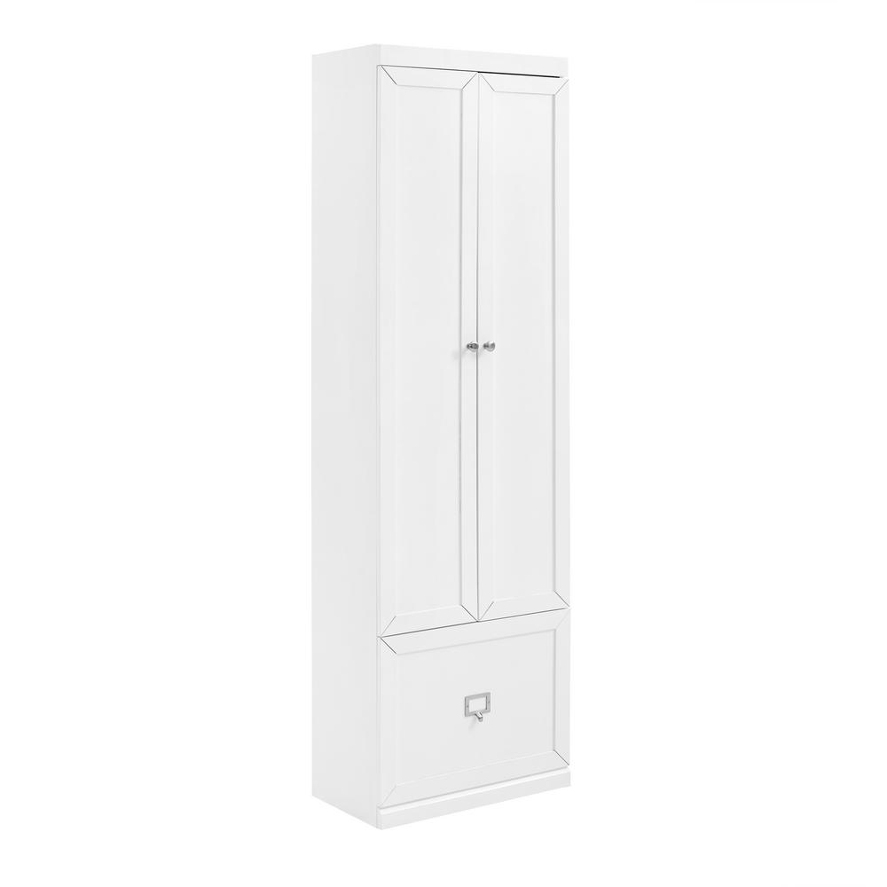 Harper Convertible Closet White - Crosley: Freestanding MDF Storage, Entryway Organizer with Hooks & Drawer