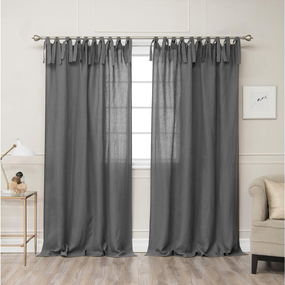 Best Home Fashion Dark Grey 84 In L Abelia Belgian Flax Linen Tie Best Home Fashion Dark Grey 84 In L Abelia Belgian Flax Linen Tie Top Curtain