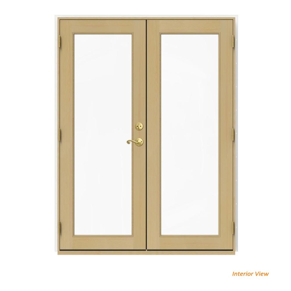 Wood French Patio Door Doors Exterior The Home Depot W 2500 White Clad Wood Right Hand