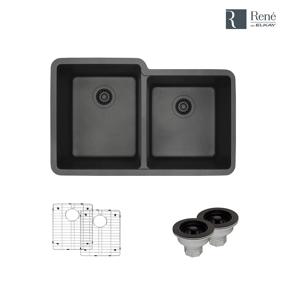 Rene By Elkay Undermount Composite Granite 32 1 2 In Double Bowl Rene By Elkay Undermount Composite Granite 32 1 2 In Double Bowl Kitchen