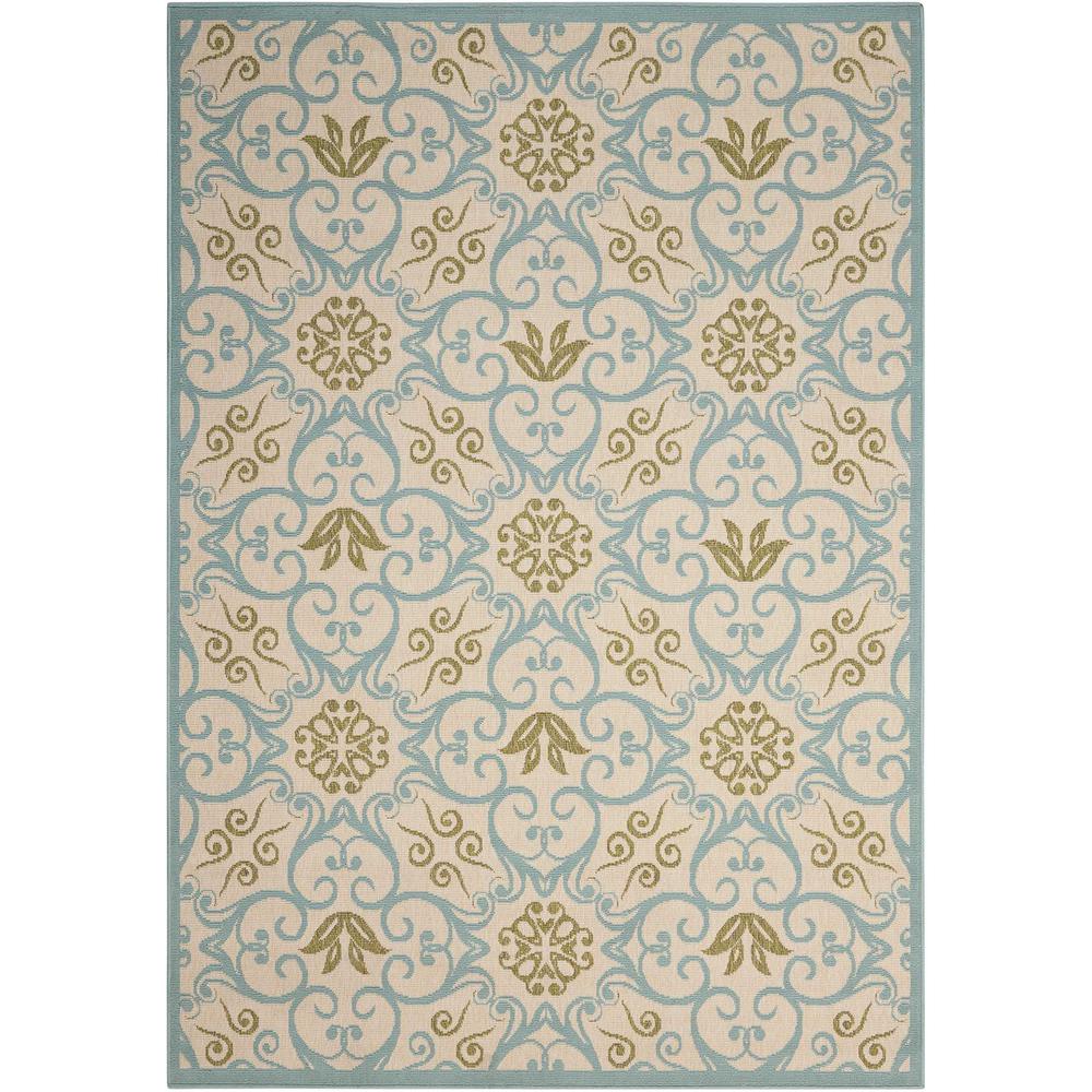 Nourison Caribbean Ivory Blue 5 Ft X 7 Indoor Outdoor Area Rug Caribbean Ivory Blue 5 Ft X 7 Indoor Outdoor Area Rug