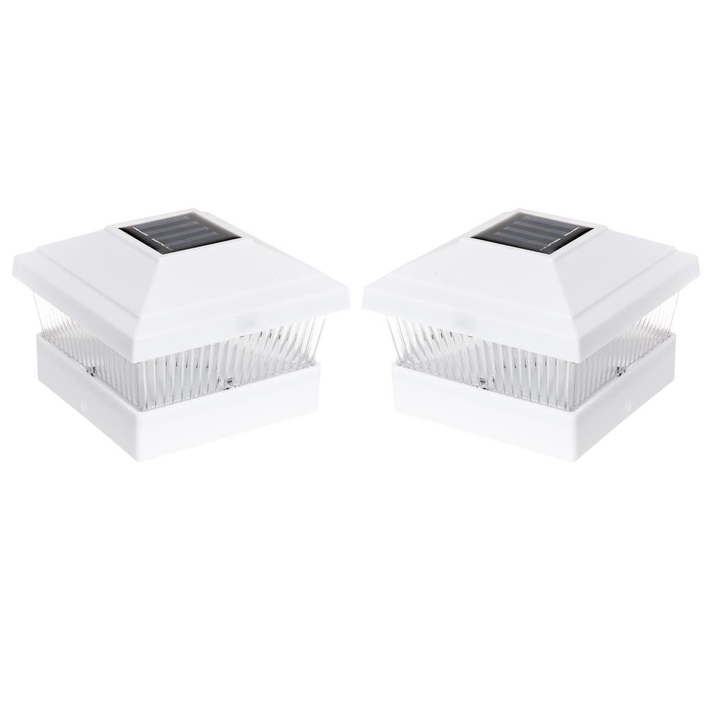 GreenLighting 4 in. x 4 in. Solar Powered White Outdoor Integrated LED ...