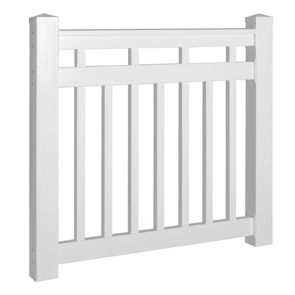 Weatherables Hallandale 42 in. x 60 in. Vinyl White Gate Rail KitWWGTHD42R3S60 The Home Depot