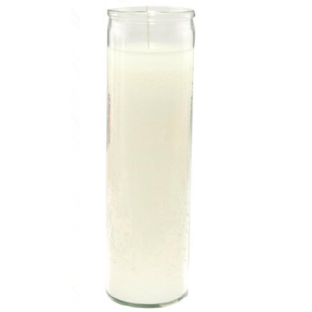 Unbranded 8 in. Unscented White Glass Candle07102 The Home Depot