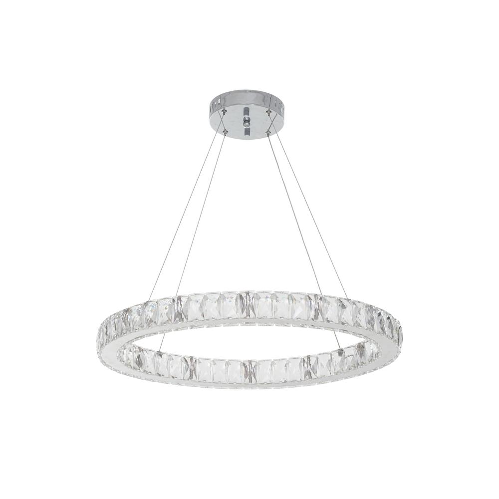 Home Decorators Collection 24 In Chrome Integrated Led Pendant With Clear Crystals 20748 001 The Home Depot