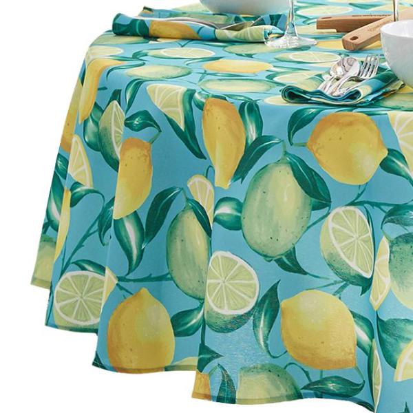 Elrene Lemon Grove Stain Resistant Indoor Outdoor Tablecloth With Indoor Outdoor Tablecloth