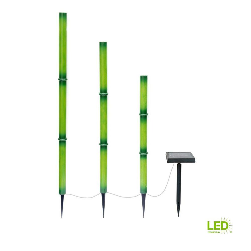 Hampton Bay Solar Green Integrated Led Bamboo Stick Lights With Hampton Bay Solar Green Integrated Led Bamboo Stick Lights With Panel 3 Pack