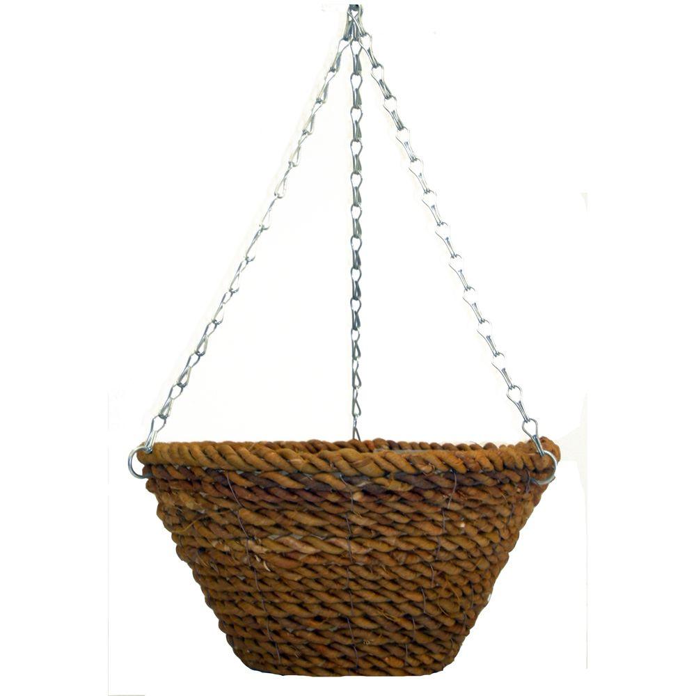 Pride Garden Products 12 In Rope Bucket Planter With Chain 64355 The Home Depot 3313