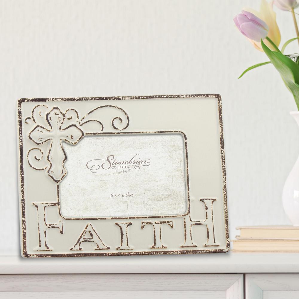 Stonebriar Worn White Ceramic Faith Hope and Love Frame