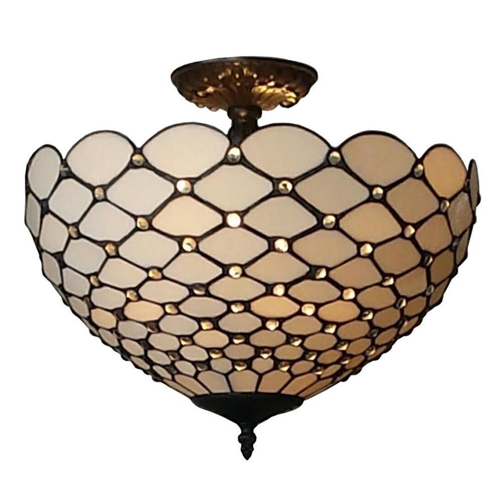 Amora Lighting 2 Light Tiffany Style Jewel Semi Flush Mount