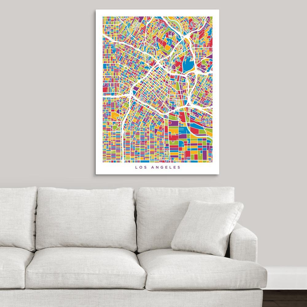 Greatcanvas Los Angeles City Street Map Multicolor By Michael Greatcanvas Los Angeles City Street Map Multicolor By Michael Tompsett Canvas