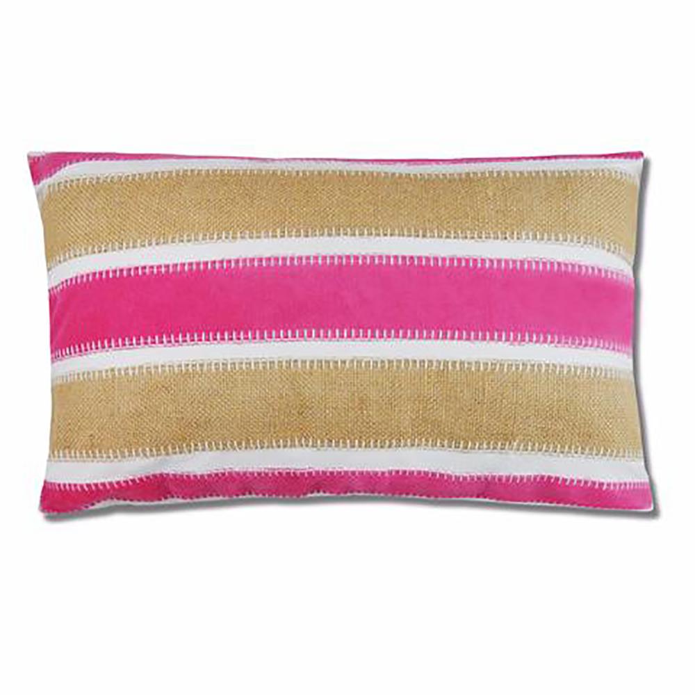Textured Velvet Fuchsia Striped Polyester 14 In X 22 In Throw