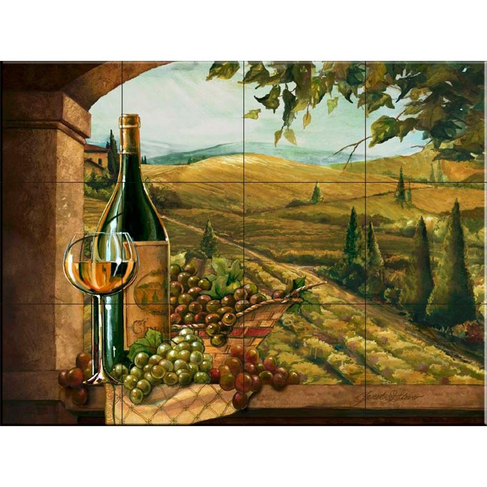 The Tile Mural Store Vineyard Window II 17 in. x 12-3/4 in ...