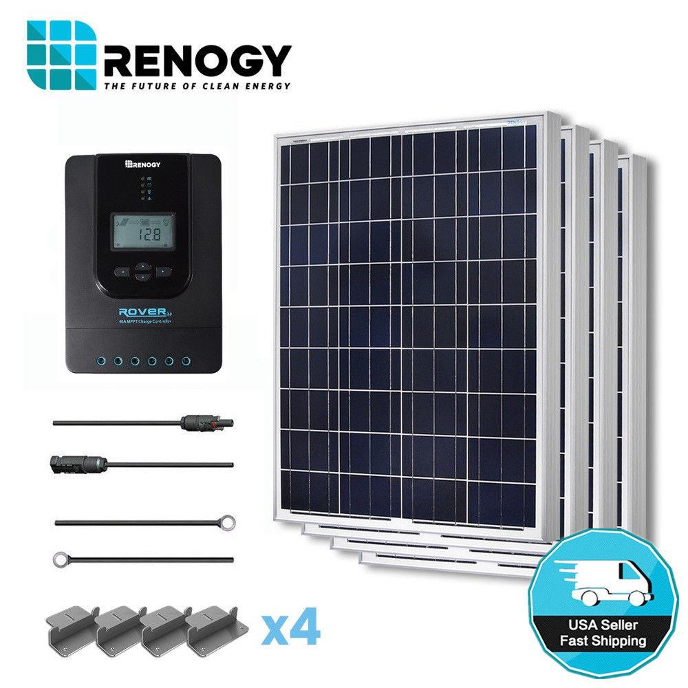 Renogy 400 Watt 12 Volt Polycrystalline Off Grid Solar Starter Kit For Solar System With Mppt Charge Controller