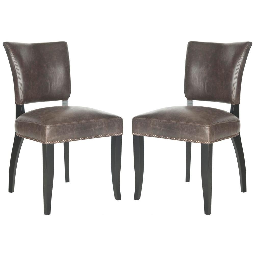 Safavieh Desa Antique Brown And Black Bicast Leather Side Chair Safavieh Desa Antique Brown And Black Bicast Leather Side Chair Set Of 2