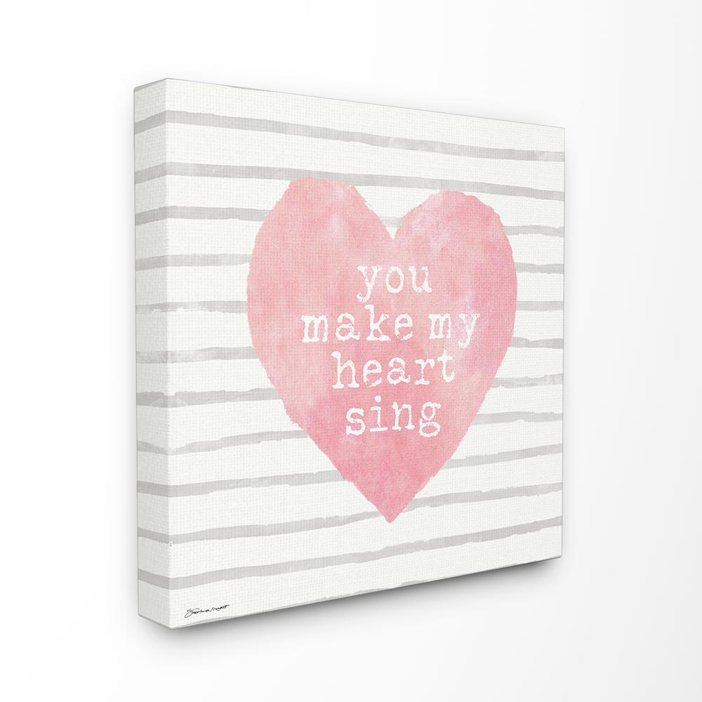 The Stupell Home Decor Collection 17 In X 17 In You Make My Heart Sing Pink Watercolor Heart By Stephanie Workman Marrott Canvas Wall Art Mwp 560 Cn 17x17 The Home Depot