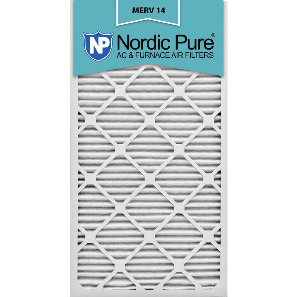 2 Pack 14x30x1M14-2 2 Piece Nordic Pure 14x30x1 MERV 14 Pleated AC Furnace Air Filters