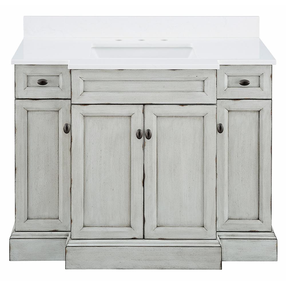 Foremost Teagen 42 In W X 22 In D Bath Vanity In Vintage Grey With Engineered Stone Vanity Top In White With White Basin Tega4222d The Home Depot