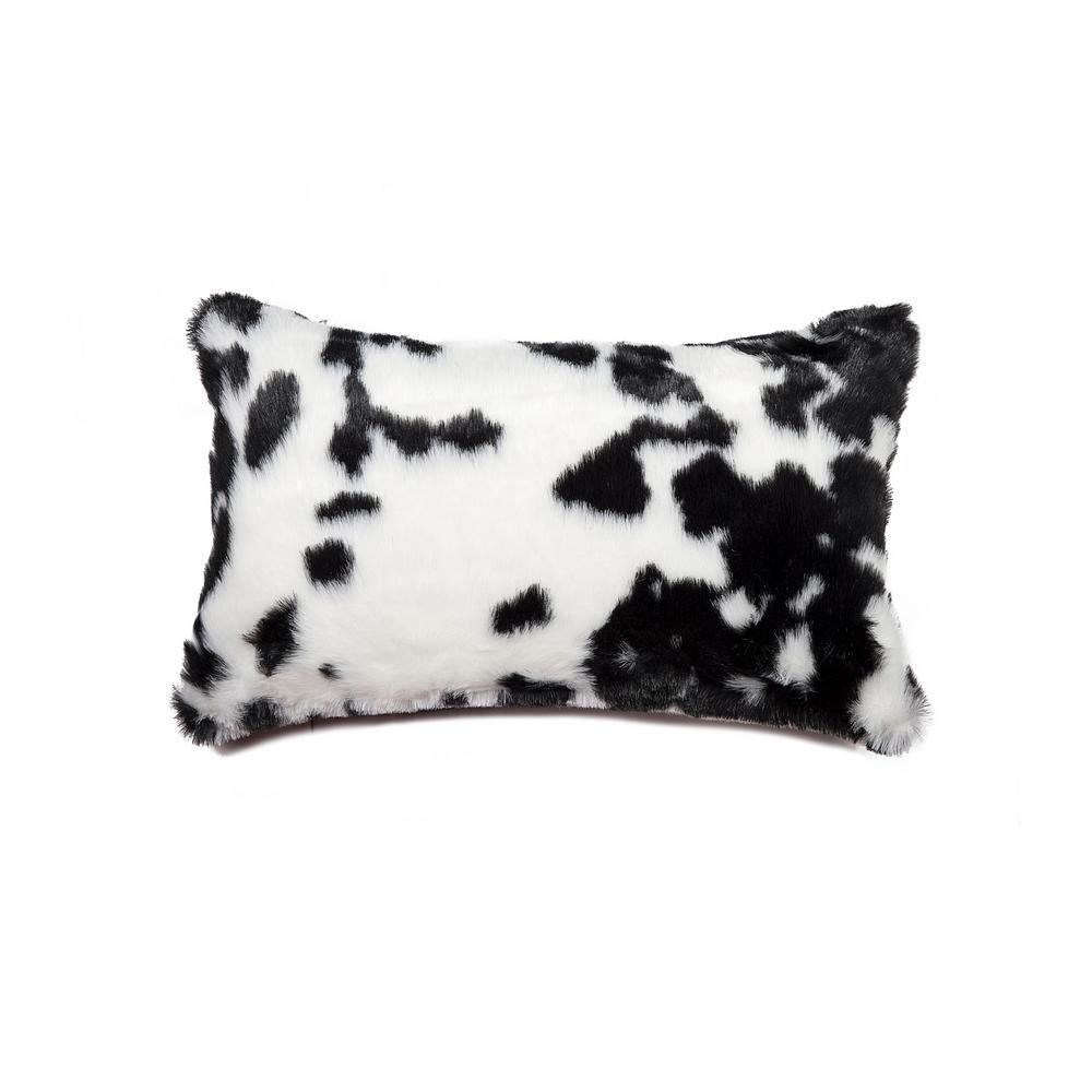 Torino Black and White 12 in. x 20 in. Cowhide Pillow676685025555