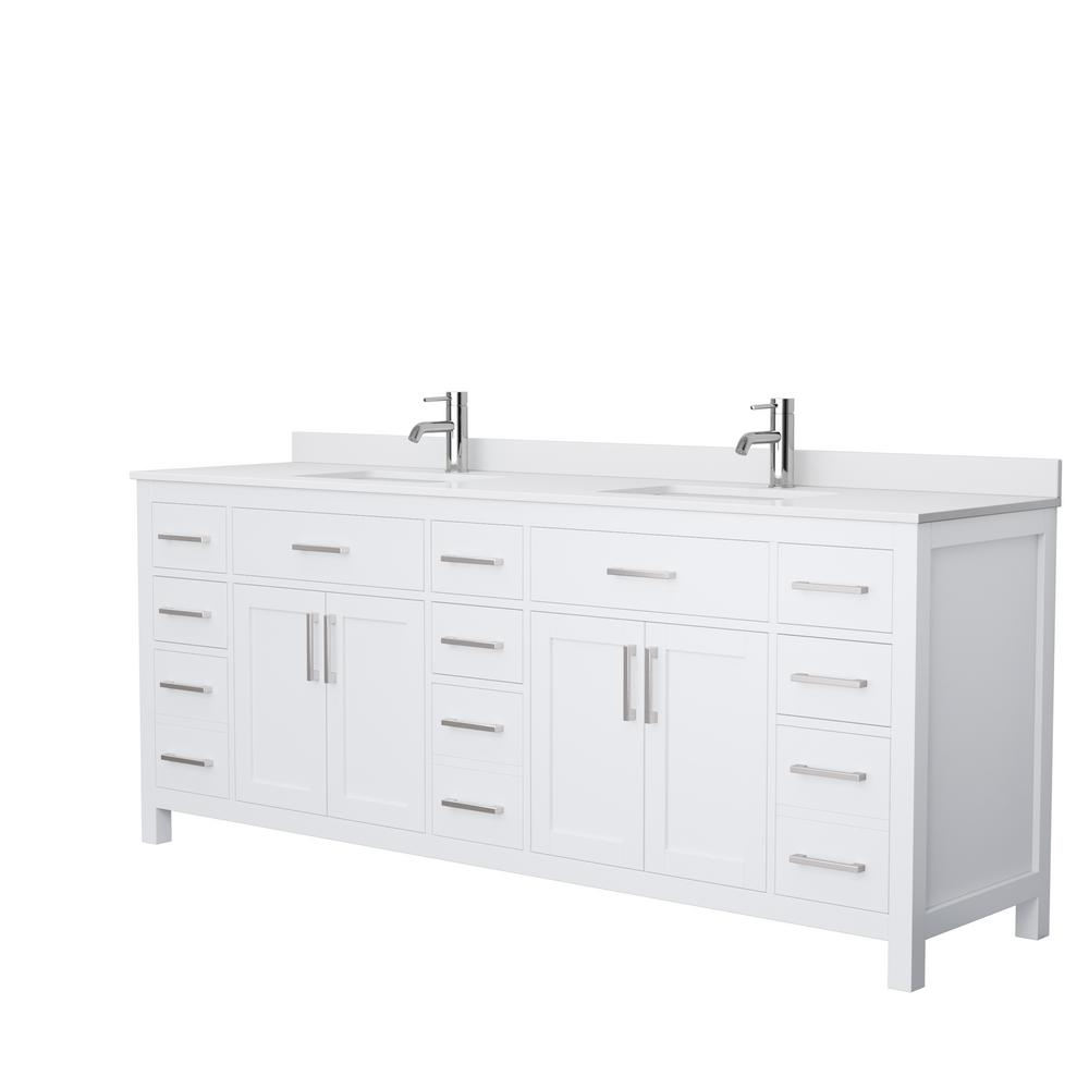 Wyndham Collection Beckett 84 In W X 22 In D Double Vanity In White With Cultured Marble Vanity Top In White With White Basins Wcg242484dwhwcunsmxx The Home Depot