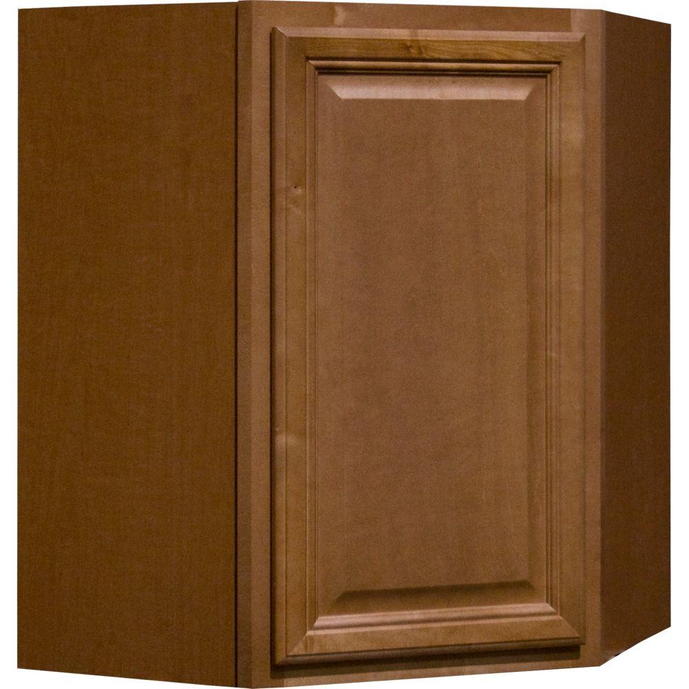 Hampton Bay Cambria Assembled 24x30x12 in. Diagonal Corner Wall Kitchen in Harvest