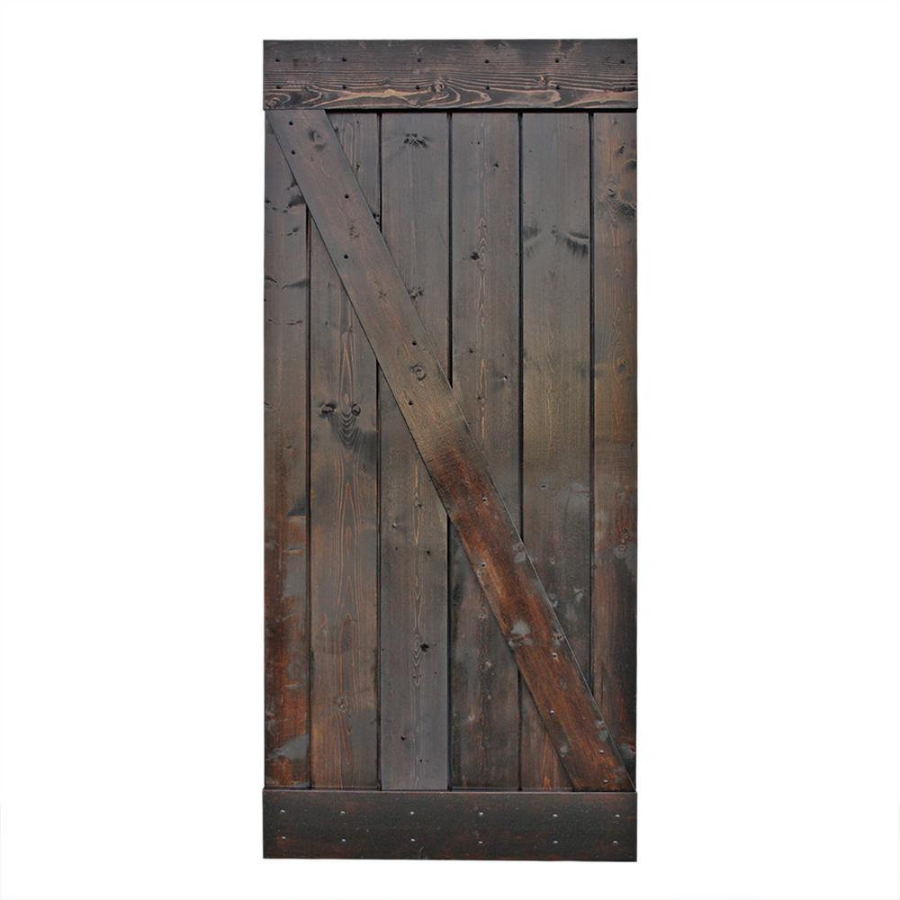 Calhome 36 In X 84 In Dark Chocolate Stain Knotty Pine Sliding Interior Barn Door Slab