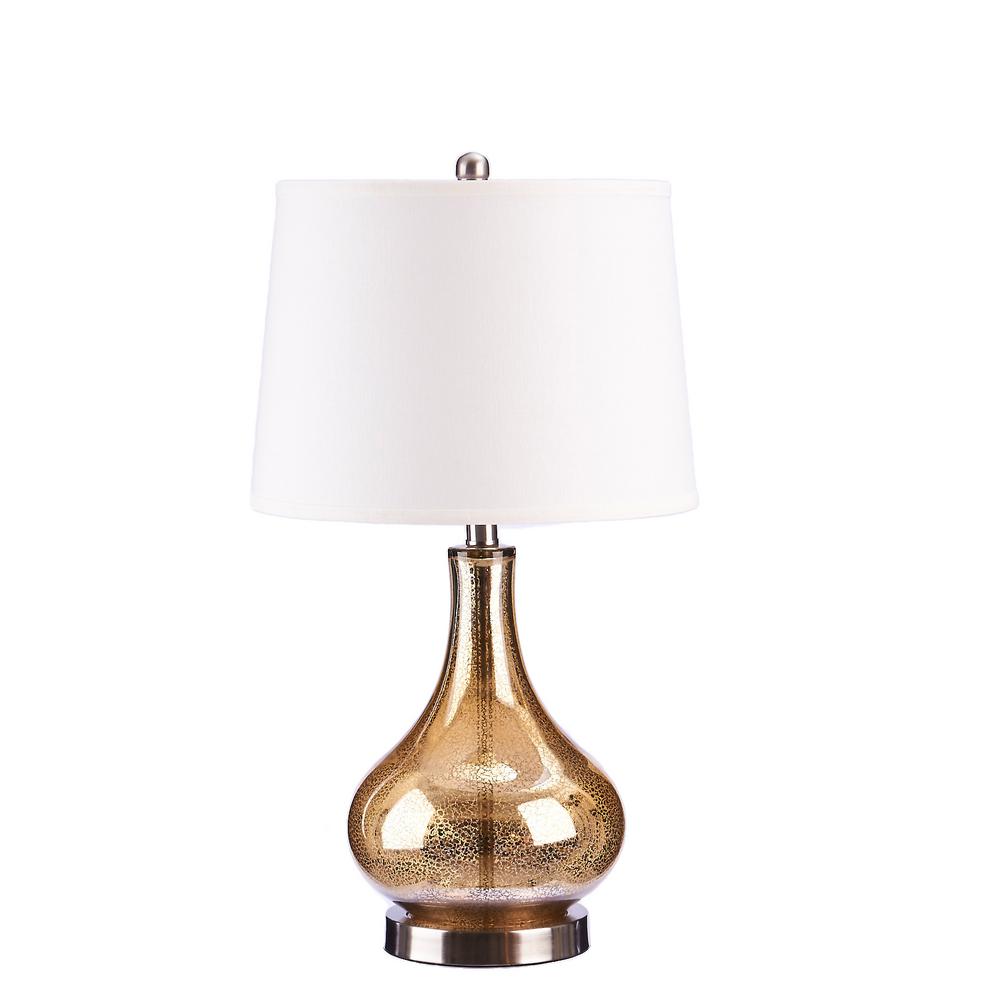 DSI Fillable 20.25 in. Clear Glass Table Lamp with Linen Shade-16493