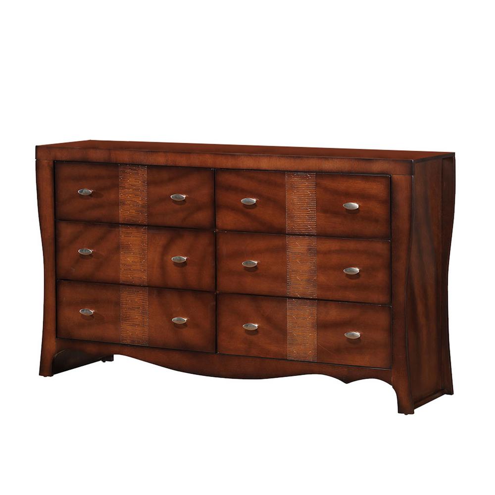 Channing Cherry 7 Drawer Dresser Ch555dr The Home Depot Jansen Medium Espresso 6 Drawer Dresser