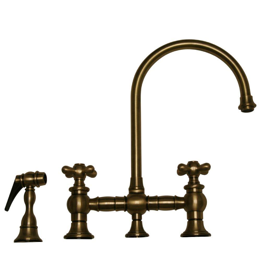 Whitehaus Collection Vintage III 2Handle Side Sprayer Kitchen Faucet