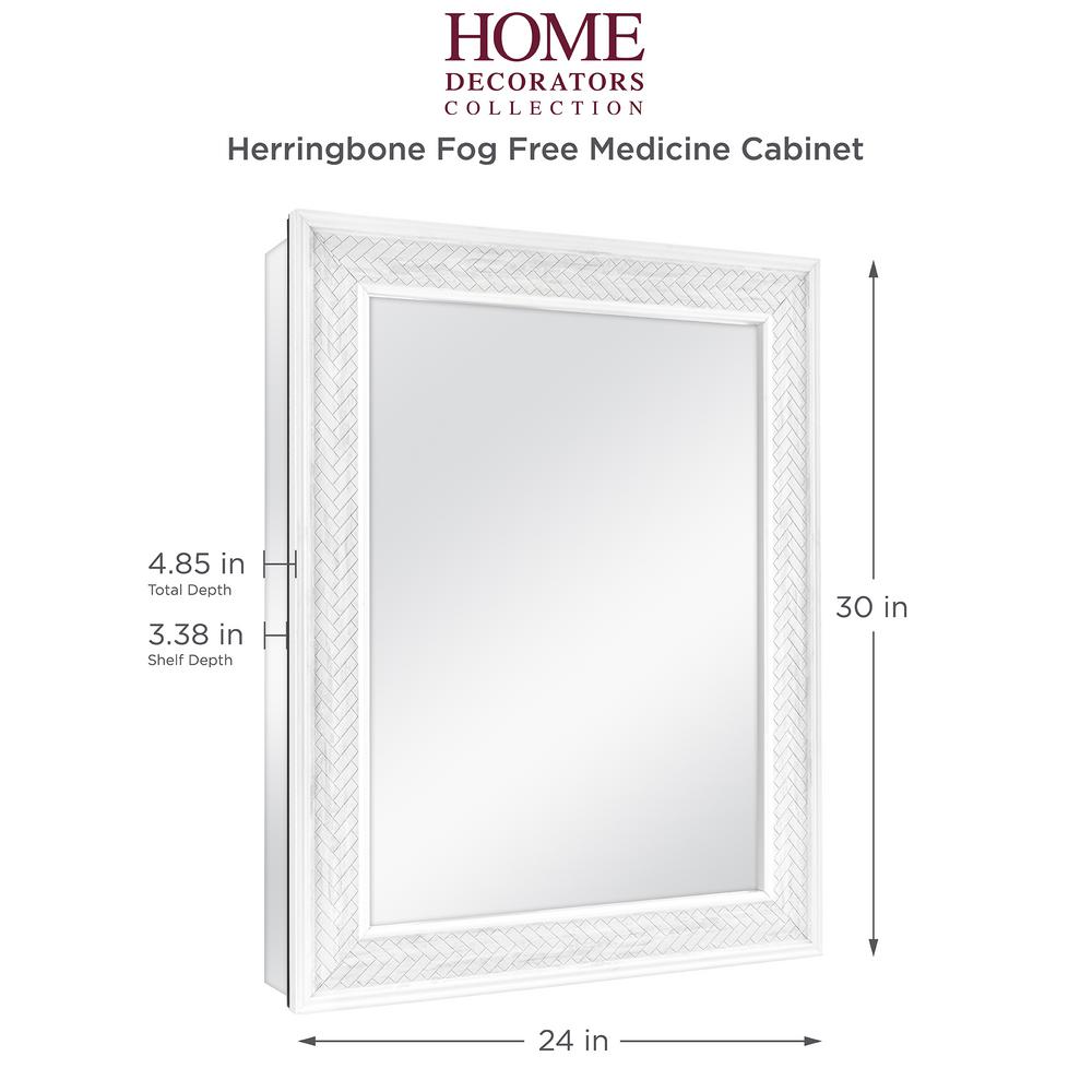 Home Decorators Collection 24 In X 30 Fog Free Recessed Or Surface Mount Herringbone Medicine Cabinet 83011 The Depot Home Decorators Collection 24 In X 30, Home Depot Medicine Cabinets Recessed
