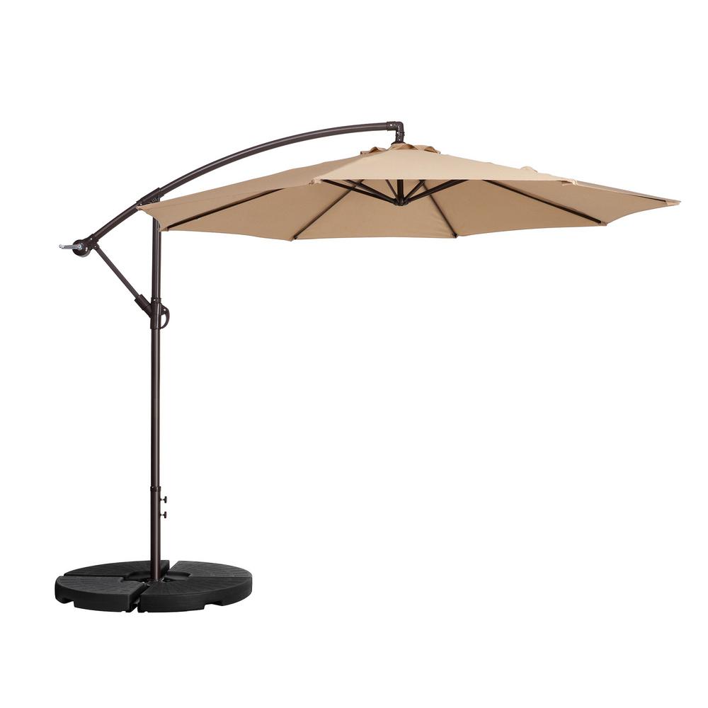 Villacera 10 Ft Aluminum Cantilever Tilt Patio Umbrella In Beige