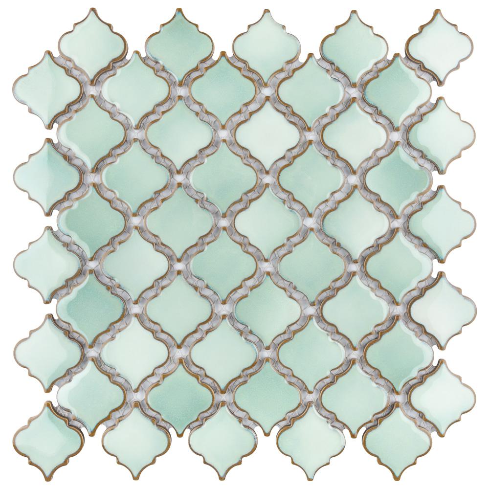 Merola Tile Hudson Tangier Mint Green 12 in. x 12 in. Porcelain Mosaic