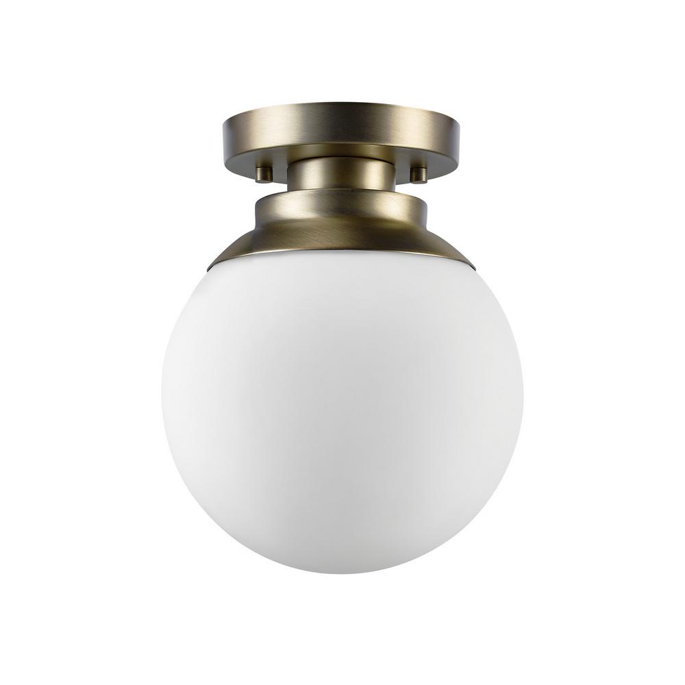 Brass Mid Century Modern Globe Electric Lighting The Home Depot Portland 1 Light Brass Flushmount