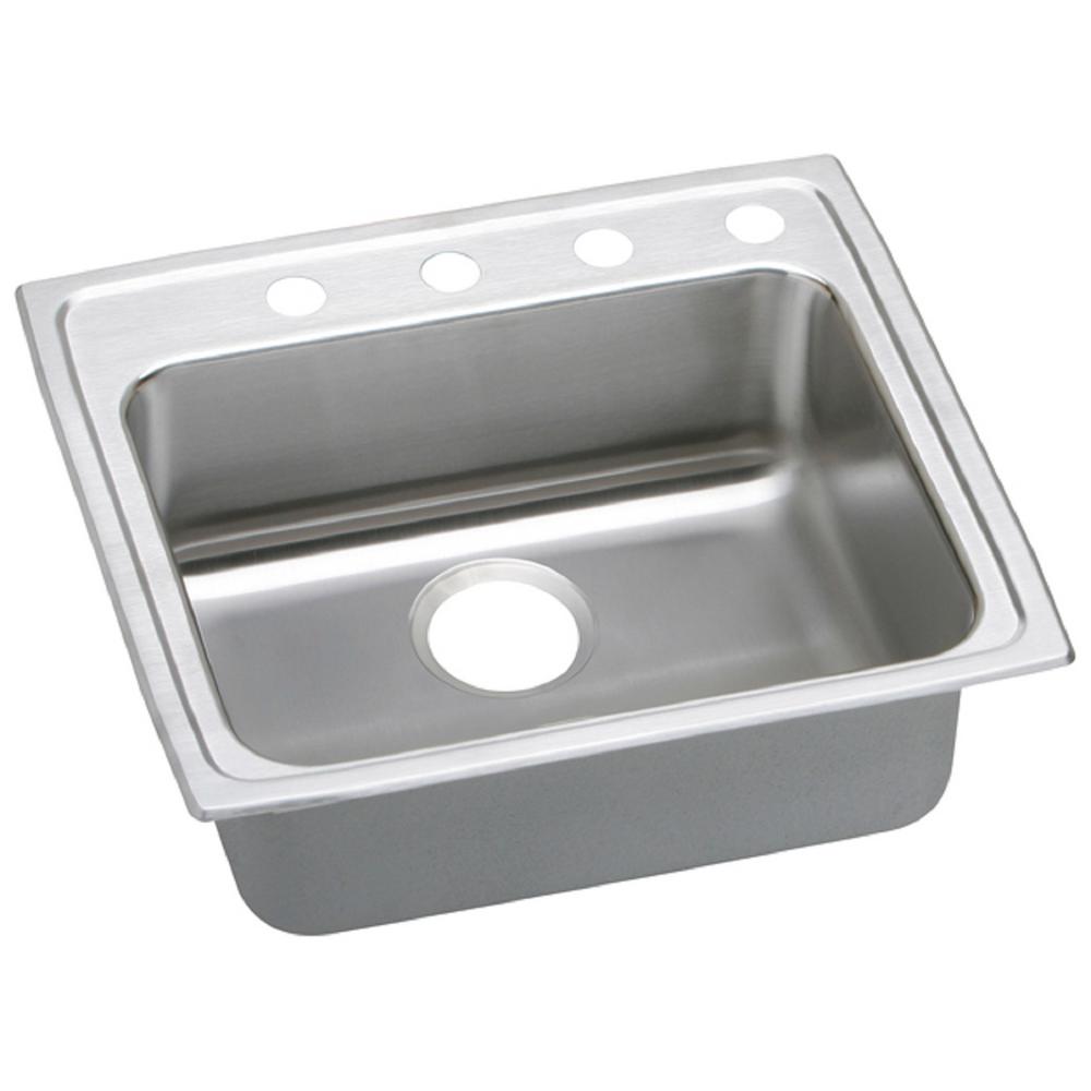 Elkay Lustertone Drop-In Stainless Steel 25 in. 4-Hole Single Bowl ADA Compliant Kitchen Sink with 6.5 in. Bowls