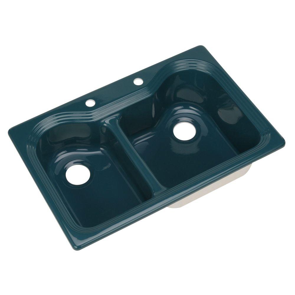 Thermocast Breckenridge Drop-In Acrylic 33 In. 2-Hole Double Bowl ...