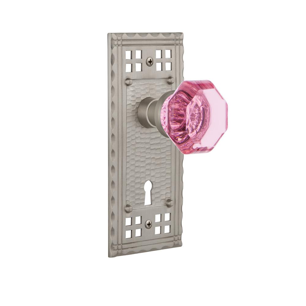 Nostalgic Warehouse Craftsman Plate With Keyhole Single Dummy Waldorf Pink Door Knob In Satin Nickel