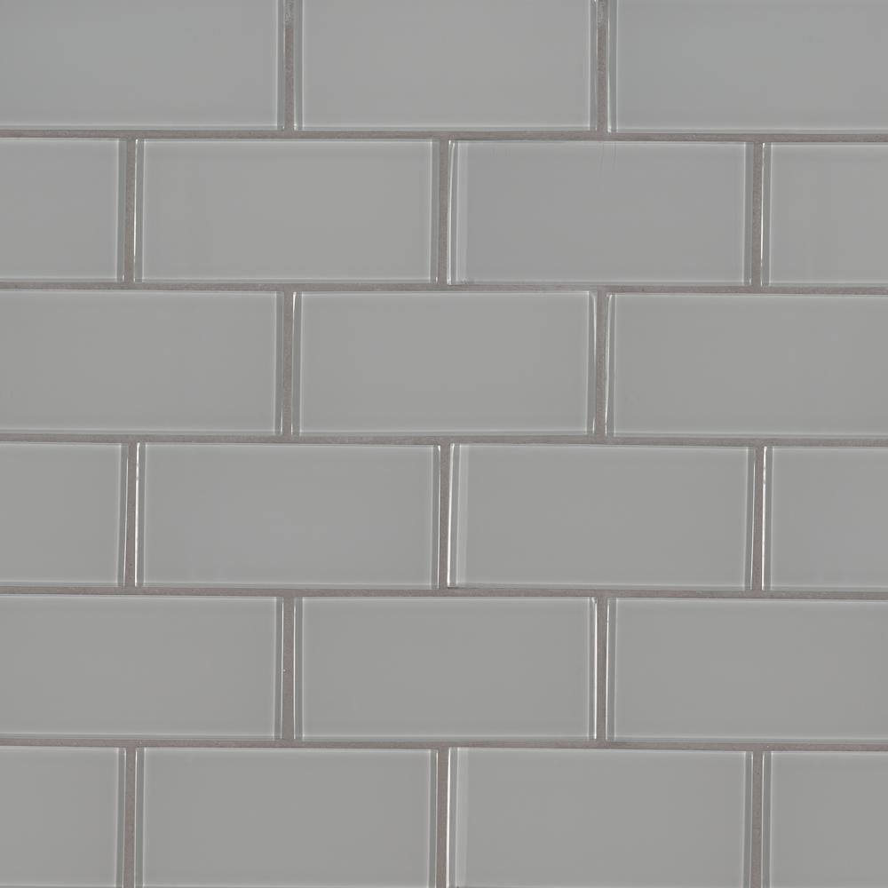 MSI Oyster Gray 4 in. x 12 in. Glossy Glass Wall Tile (5 sq. ft. / case ...