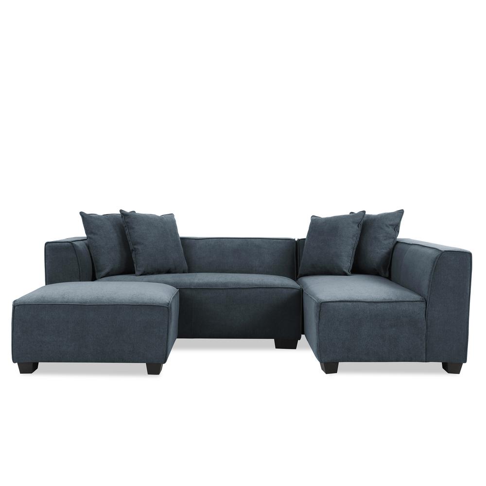 Handy Living Phoenix Sectional Sofa with Ottoman in ...