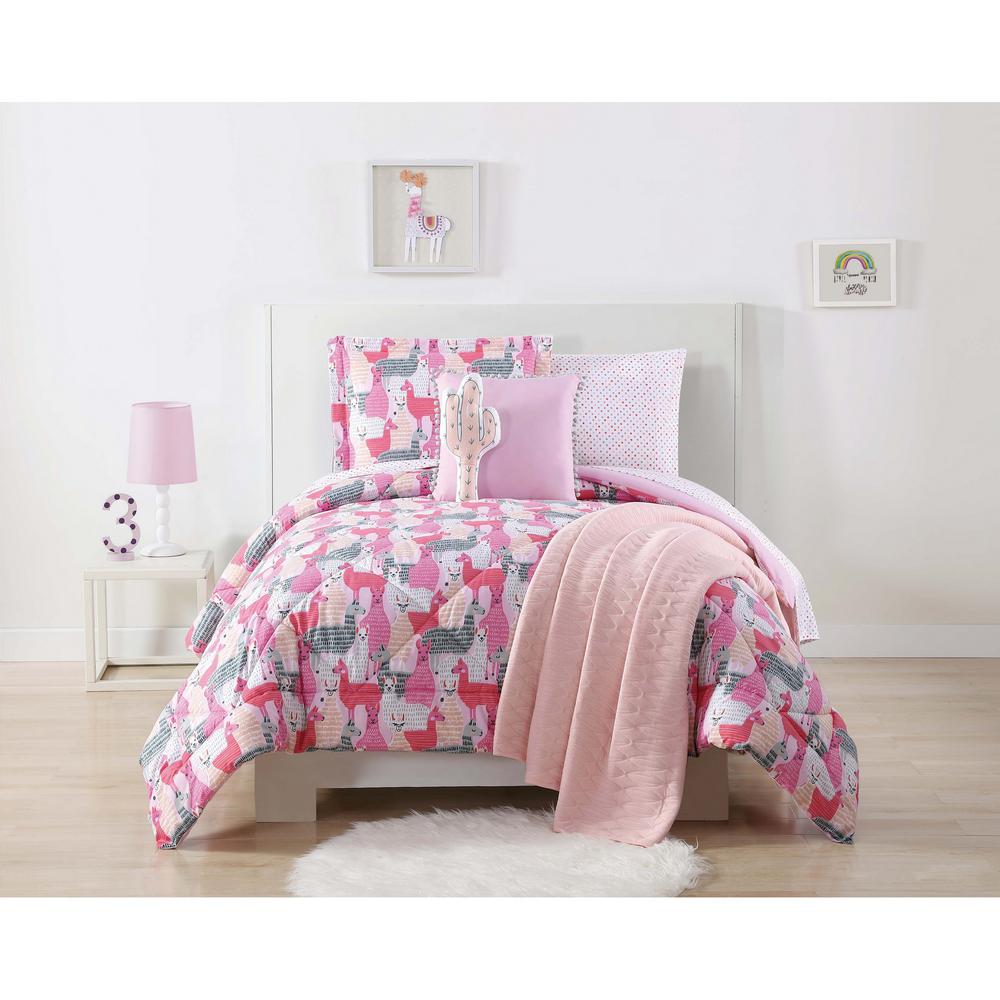 Twin Xl Kid Pink Comforters Comforter Sets Bedding Bath Llama Printed Pink And Grey Twin Xl Comforter Set