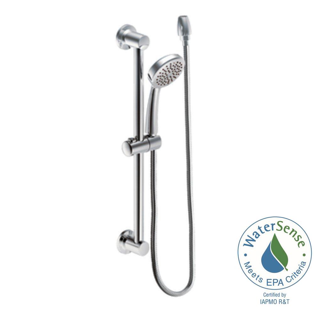 Moen 3 Spray Handheld Hand Shower And Slide Bar In Brushed Chrome Eco Performance 1 Spray 4 In Handshower With Slide Bar Chrome