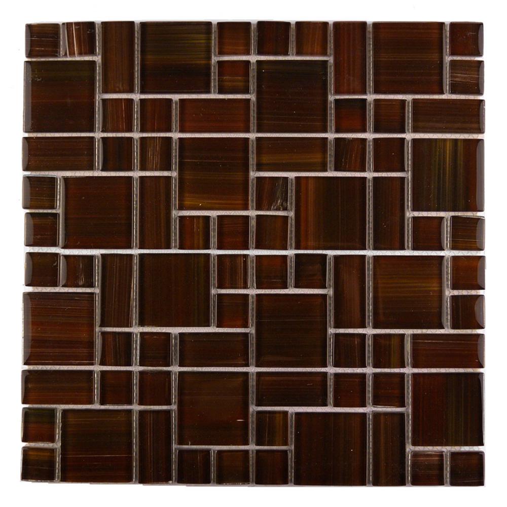 ABOLOS Handicraft II Maroon 12 in. x 12 in. Glass Mosaic TileHMDHDCMGC
