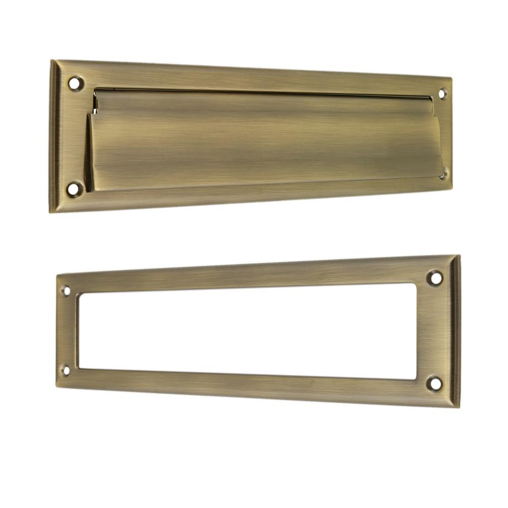 idh by St. Simons Antique Brass Solid Brass Magazine Mail Slot Set22120005 The Home Depot