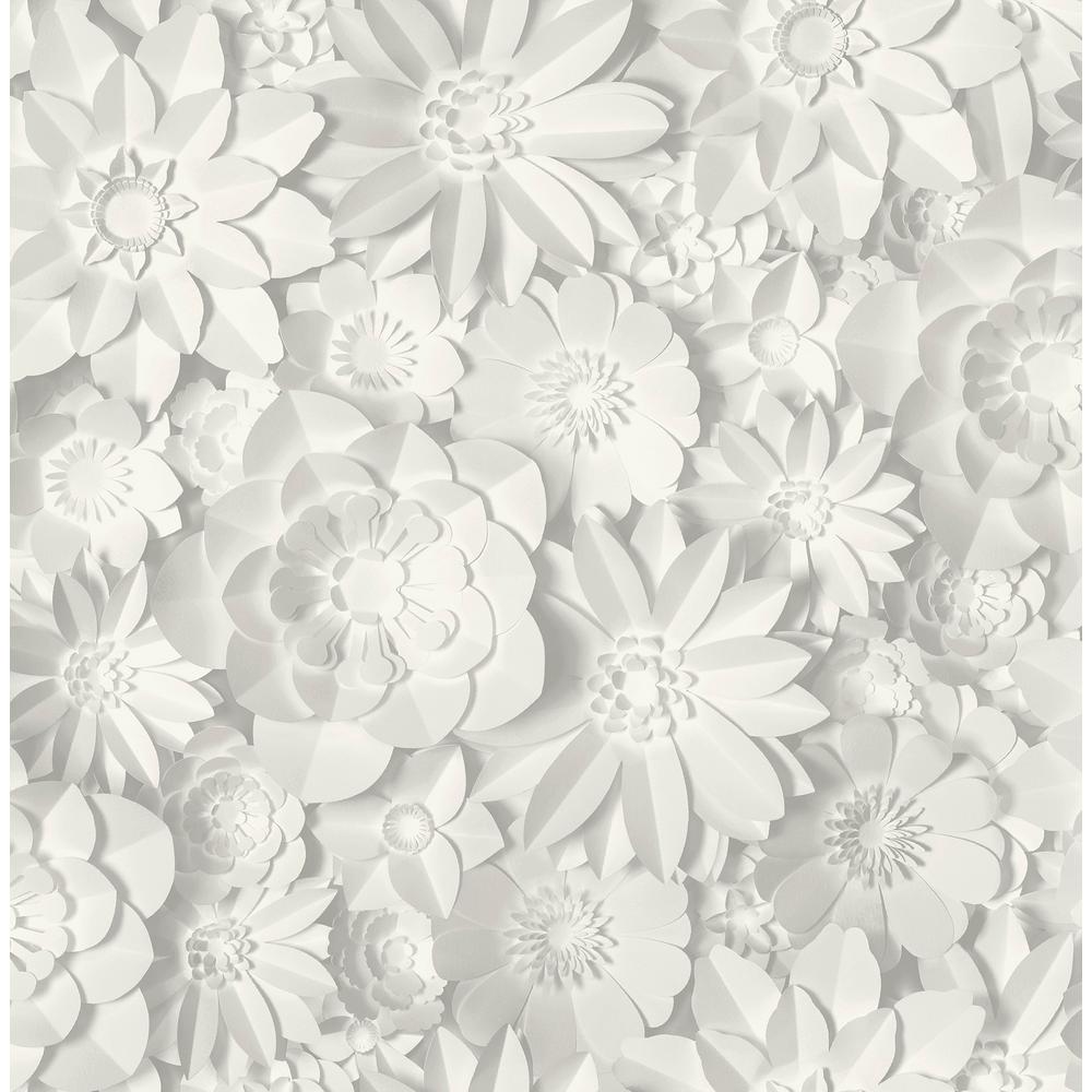 Fine Decor Dacre White Floral Paper Peelable Roll Covers 56 4 Sq Ft 2900 The Home Depot