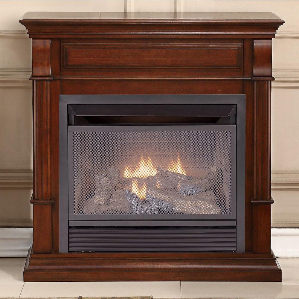 Duluth Forge Dual Fuel Ventless Gas Fireplace-26,000BTU, T-Stat Control, Auburn Cherry-Model#DFS-300T-2AC