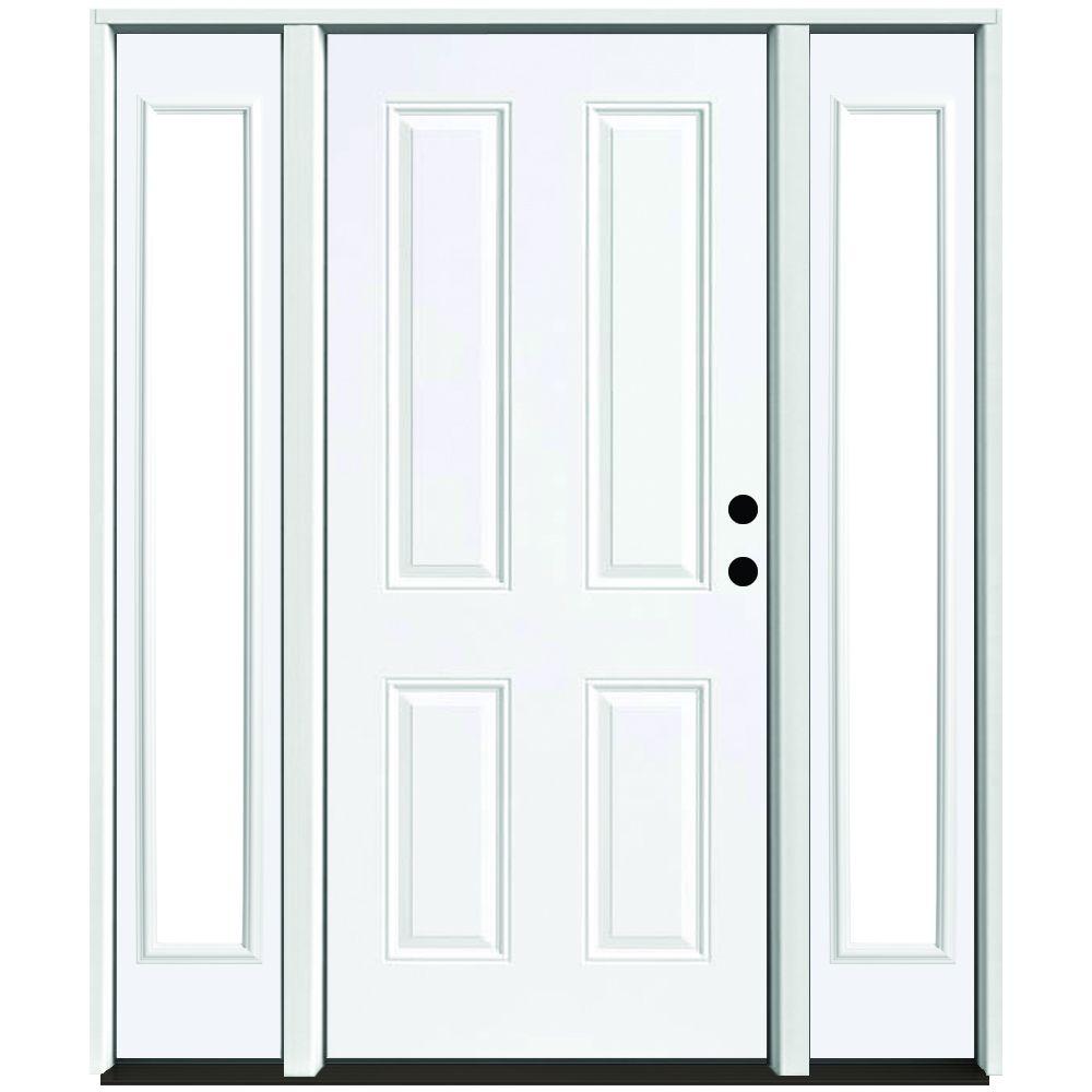 Steves & Sons 72 in. x 80 in. 4Panel Primed White LeftHand Steel