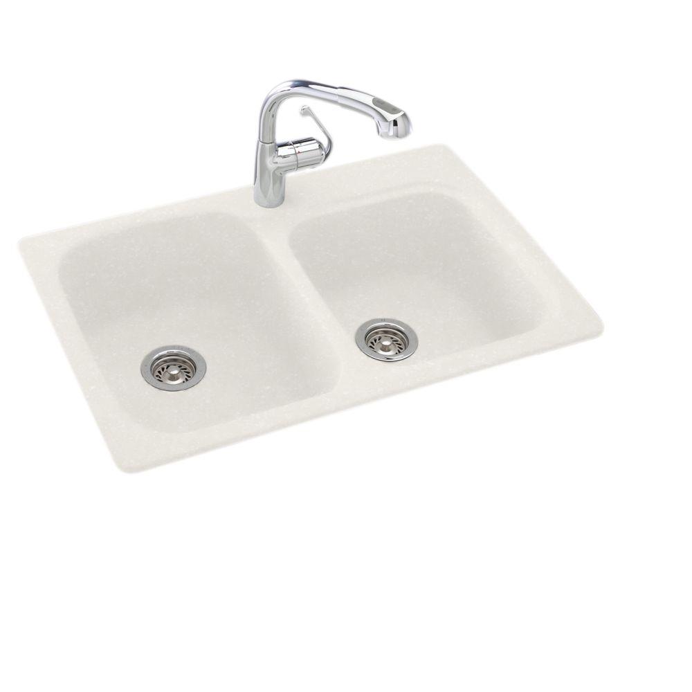 Swan Dual Mount Composite 33 in. 1Hole Double Bowl Kitchen Sink in